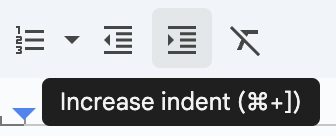Indent menu screenshot